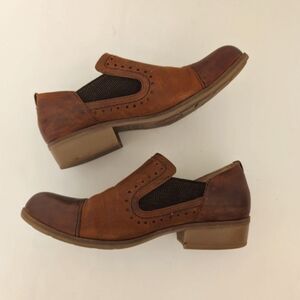 Korks Gertrude Low Boot Chestnut Brown Distressed Leather Women's Size 7